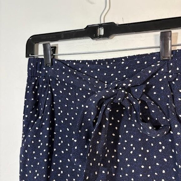 Aritzia Wilfred Pants Womens Small Navy Polka Dot Wide Leg Cropped Tie Waist - Picture 2 of 9